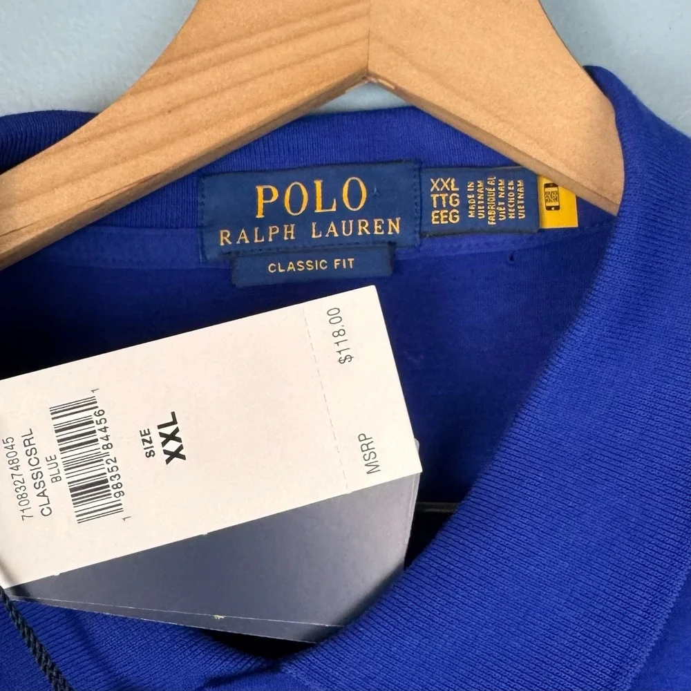 Polo Ralph Lauren Classic Fit Pique Polo Shirt Mens XXL Blue Short Sleeve Pony